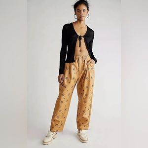 FREE PEOPLE Camille Embellished Pants Embroidered Vegan Leather New With Tags